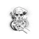A surrealistic blackwork tattoo of a smoking joint transforming into a lifted truck tattoo design idea