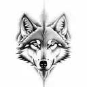 A surreal tattoo of a wolf standing at the crossroads between heaven and hell, symbolizing the duality of nature and the inner conflicts of the soul tattoo design idea