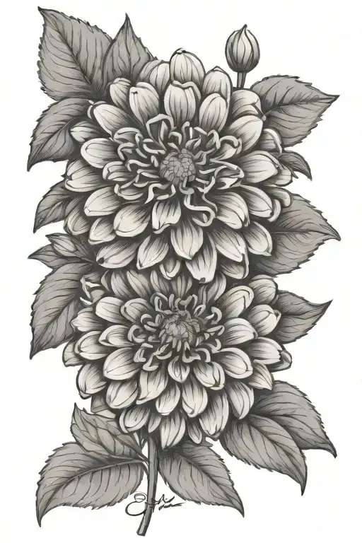 zinnia with name tatto tattoo design idea