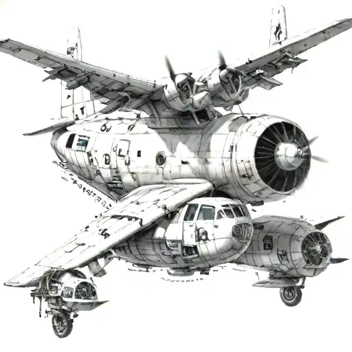 military cargo plane and write miles tattoo design idea