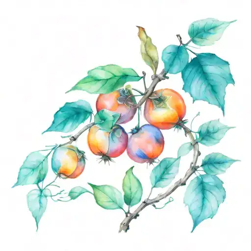 Persimmons on a vine tattoo design idea