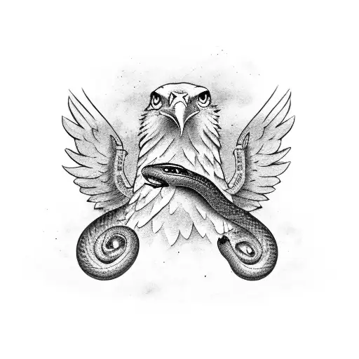 eagle fighting a snake tattoo design idea