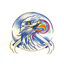 eagle fighting a snake and sword cutting their heads off tattoo design idea