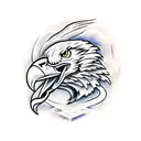 eagle fighting a snake and sword cutting their heads off tattoo design idea