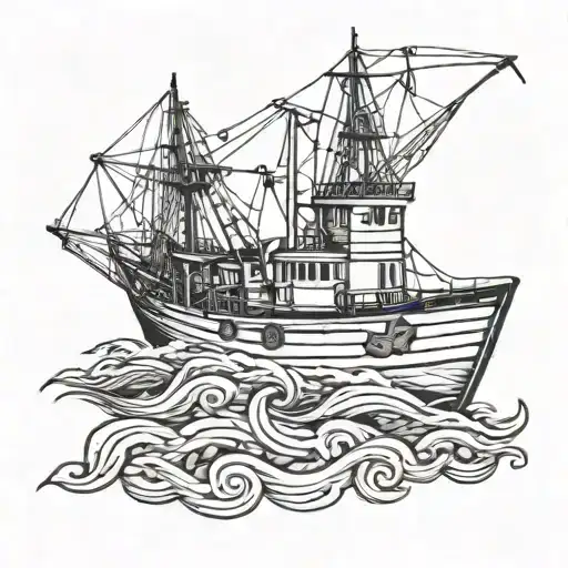 commercial fishing boat Massachusetts  tattoo design idea