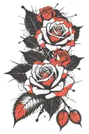 rose trash polka style tattoo design idea