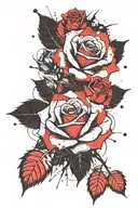 rose trash polka style tattoo design idea