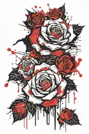 roses  trash polka style tattoo design idea