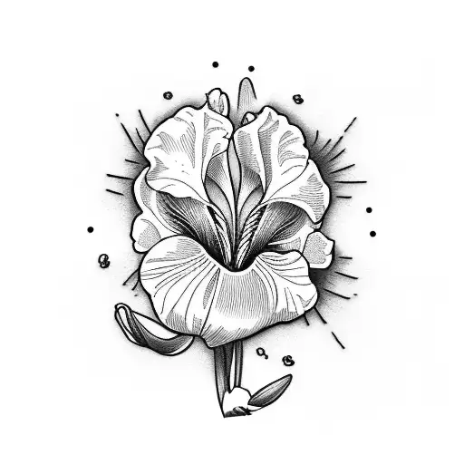 iris flower with stem tattoo design idea