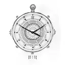 clock with scrolls tattoo design idea