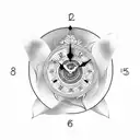 clock with scrolls tattoo design idea