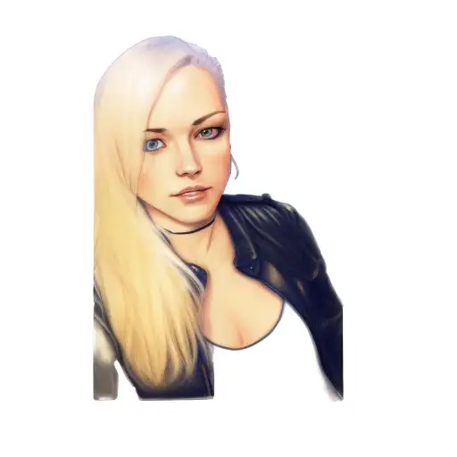 a blond woman in a leather jacket tattoo design idea