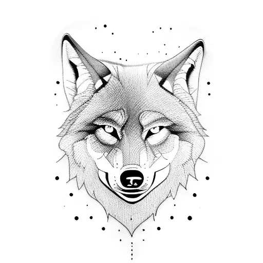 woman wolf moon lake tattoo design idea