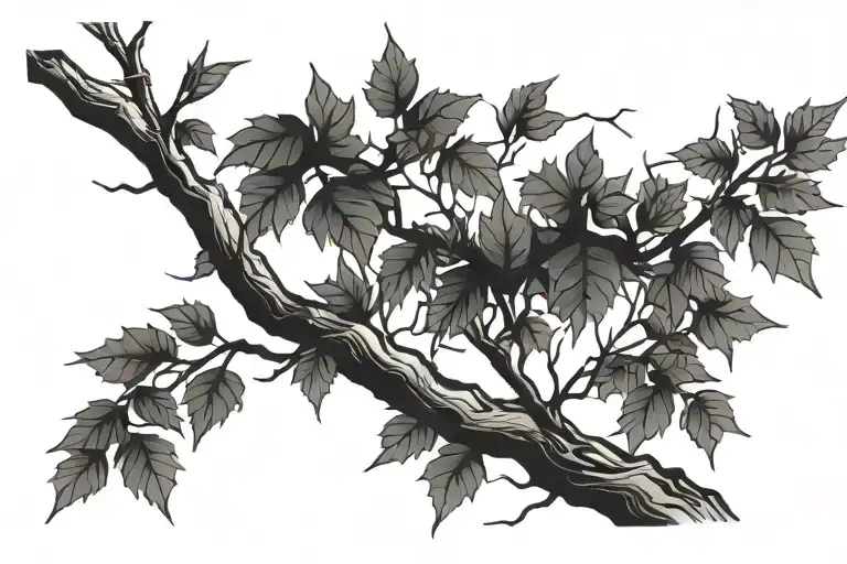maple tree branch and willow tree branch tattoo design idea
