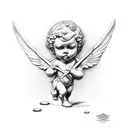Cupid with Ak tattoo design idea