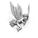 cupid with Ak  tattoo design idea