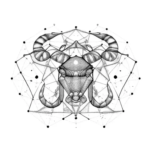 A constellation of Aries and Capricorn formed by interconnected rocks tattoo design idea