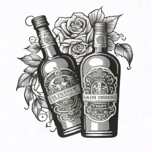 alcohol bottle tattoo design idea