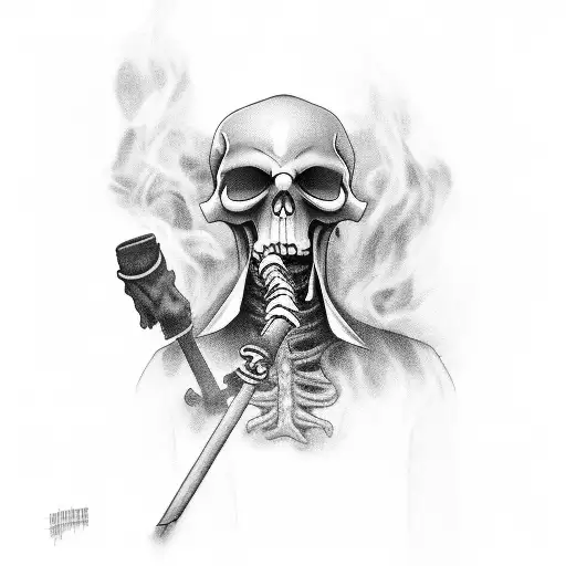 grim reaper smoking a blunt  tattoo design idea