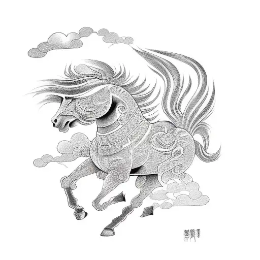 horse running tattoo design idea