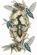 hornets nest opened up with multi color tattoo tattoo design idea