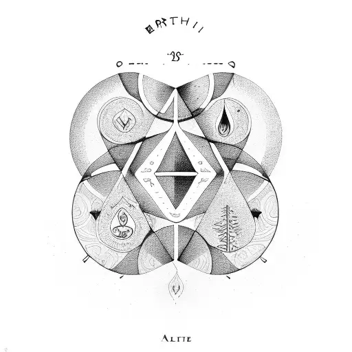 birth chart as circle, on its midle a triangle with an aye tattoo design idea
