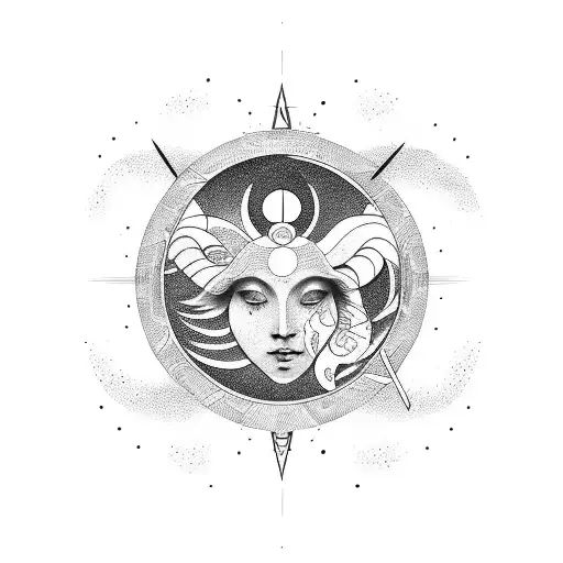 virgo sun, aries moon tattoo design idea
