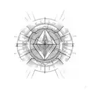 birth chart as circle, on its midle a triangle with an aye tattoo design idea