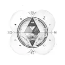 birth chart as circle, on its midle a triangle with an aye tattoo design idea