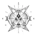 birth chart as circle, on its midle a triangle with an aye tattoo design idea