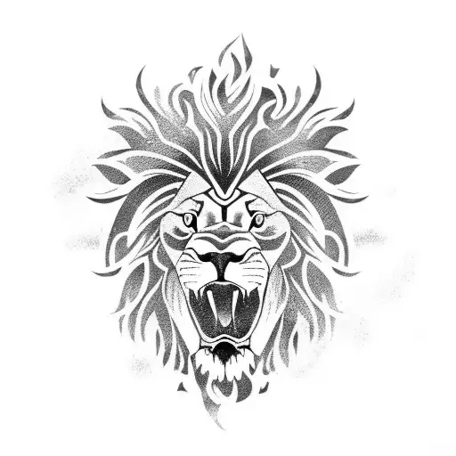 lion with oroboros snake tattoo design idea