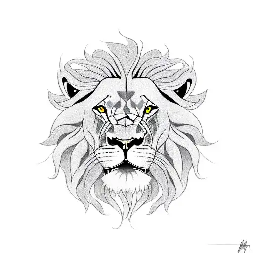 lion with oroboros snake tattoo design idea