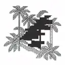4  bended palms in a pixel style  tattoo design idea