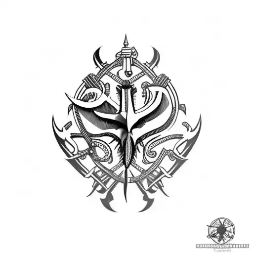 biker crow shield tattoo design idea