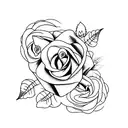 fineline rose with stem as cursive words that say with pain comes strength tattoo design idea