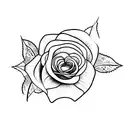fineline rose with stem as cursive words that say with pain comes strength tattoo design idea
