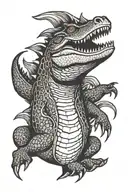 Makara crocodile swimming tattoo design idea