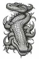 Makara crocodile swimming tattoo design idea
