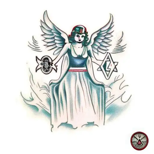 fallen angel with cross tattoo design idea