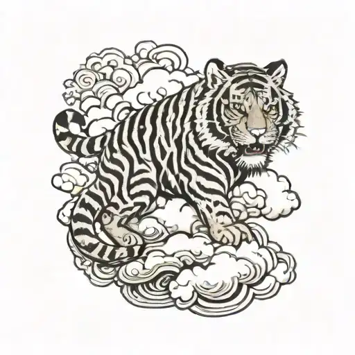 tiger on a cloud tattoo design idea