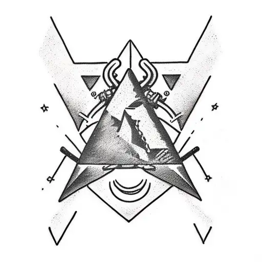 Squat, bench, and deadlift symbols forming a triangle tattoo design idea