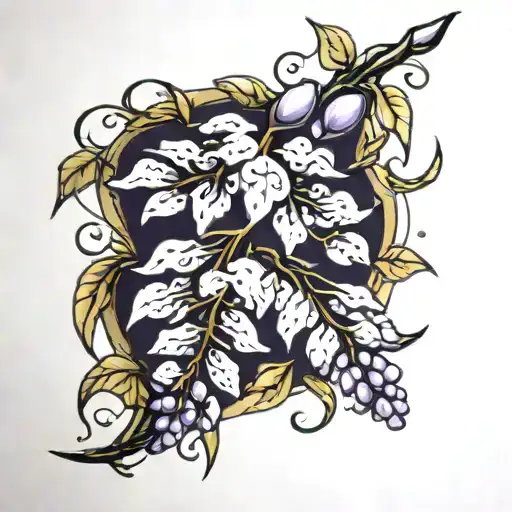 wisteria flowers and lightning bolt tattoo design idea