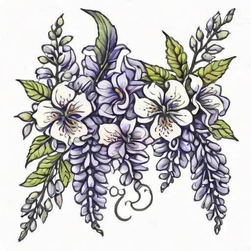 wisteria flowers and space  tattoo design idea