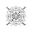 Hunter X Hunter Phantom Troupe symbol surrounded by intricate blackwork patterns tattoo design idea