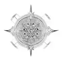 Hunter X Hunter Phantom Troupe symbol surrounded by intricate blackwork patterns tattoo design idea