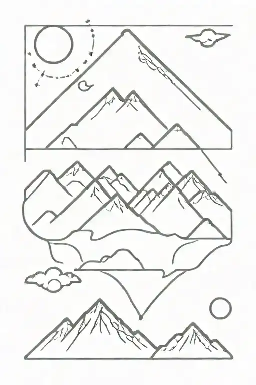 mountains brain Heart made tattoo design idea