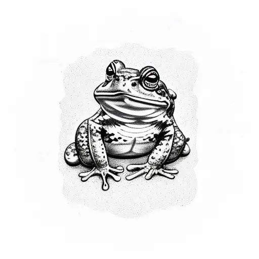 Japanese toad on a pile of coins tattoo design idea
