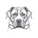 A sketch-style portrait of your favorite pitbull wearing a hockey jersey tattoo design idea