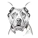 A sketch-style portrait of your favorite pitbull wearing a hockey jersey tattoo design idea