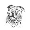 A sketch-style portrait of your favorite pitbull wearing a hockey jersey tattoo design idea